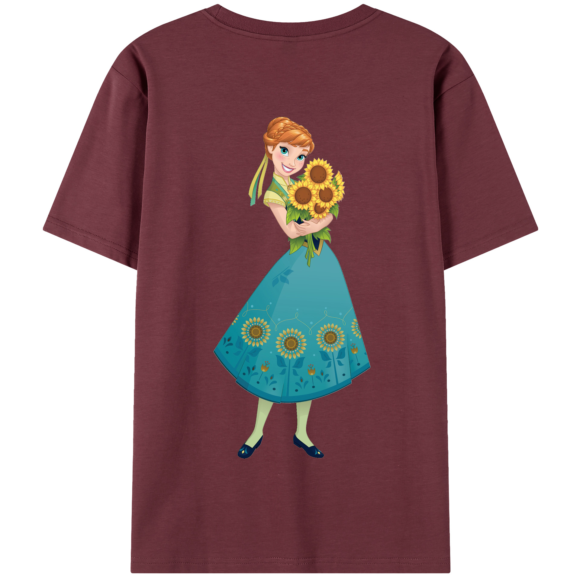 （画像用） アナと雪の女王 アンナ エルサ Frozen Anna Elsa 綿100％半袖Tシャツ（背面プリント）